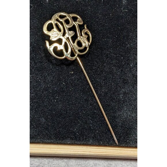 Vintage Elegant Gold Tone Monogram Stick Pin - Picture 3 of 4